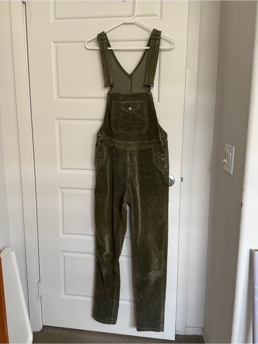 Olive Green Corduroy Women's Overalls